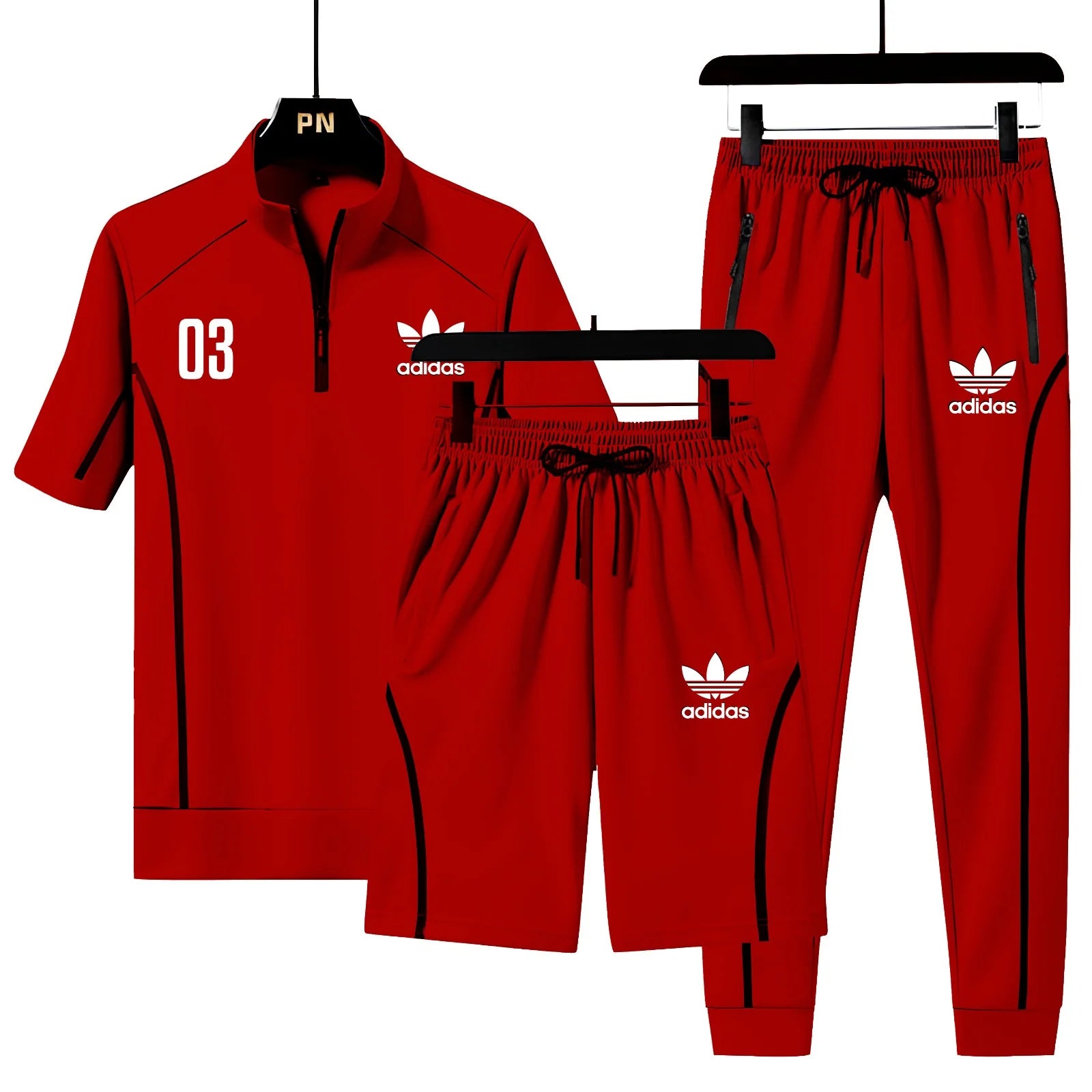 Men's Three Piece 03 Printed - Red Dri-Fit Tracksuit